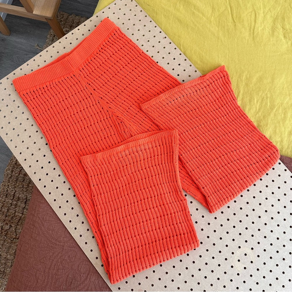 Zara Orange Knit Wide Leg Pants